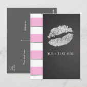 Carte Postale Événement des lèvres Shimmer en argent rose et bla (Devant / Derrière)