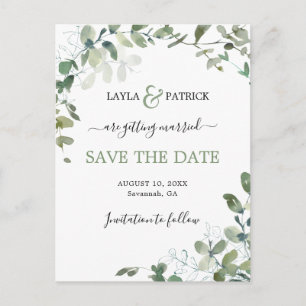 Carte Postale Événement Eucalyptus Moderne Save The Date