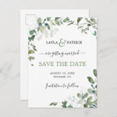 Carte Postale Événement Eucalyptus Moderne Save The Date (Devant / Derrière)