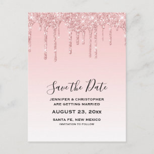 Carte Postale Événement Moderne Tendances Rose Faux Paillettes E