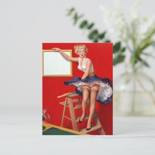 Carte Postale Éventail Pin Up (Debout devant)