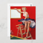 Carte Postale Éventail Pin Up (Devant / Derrière)