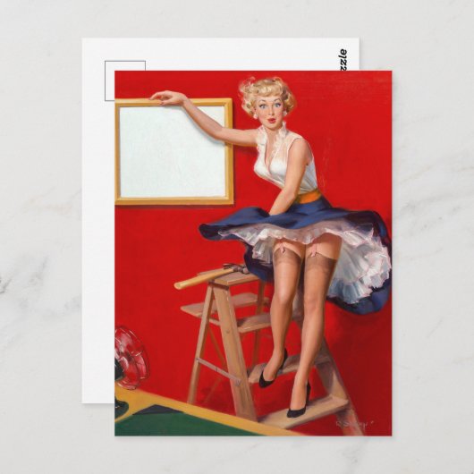 Carte Postale Éventail Pin Up (Devant / Derrière)