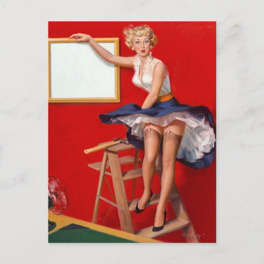 Carte Postale Éventail Pin Up (Devant)