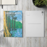 Carte Postale Everglades Parc National Floride Vintage<br><div class="desc">Everglades conception d'oeuvres vectorielles. Le parc est composé de mangroves côtières,  de marais de scie et de pinèdes plates qui abritent des centaines d'espèces animales.</div>