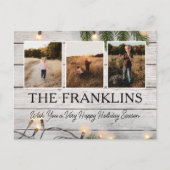 Carte Postale Evergreens et Rustic Wood Photo de Noël (Devant)