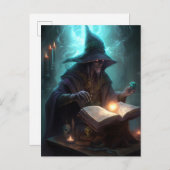 Carte Postale Evil Dark Wizard Mage Magique Imaginaire Art (Devant / Derrière)