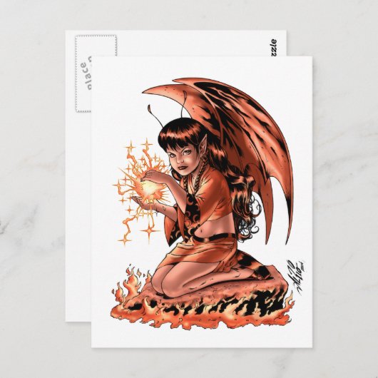 Carte Postale Evil Fairy faisant Magie par Al Rio (Devant / Derrière)