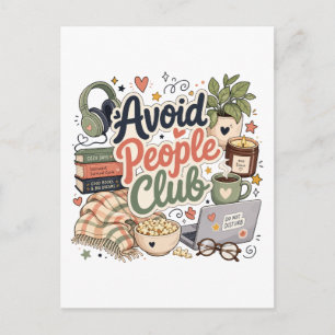 Carte Postale Éviter les gens Club Ambiance Introverti Cosy