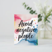 Carte Postale Évitez les personnes négatives Aquarelle Splatter (Debout devant)