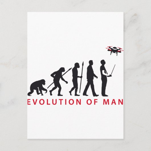 Carte Postale évolution de l'homme contrôlant le drone (Devant)