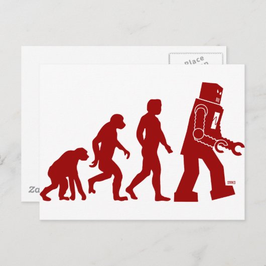 Carte Postale Évolution robotique - de l'homme aux robots (Devant / Derrière)