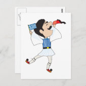 Carte Postale Evzone grecque danse avec drapeau (Devant / Derrière)