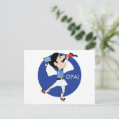 Carte Postale Evzone grecque danser avec Drapeau OPA! (Debout devant)