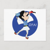 Carte Postale Evzone grecque danser avec Drapeau OPA! (Devant)