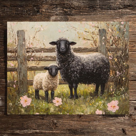 Carte Postale Ewe et agneau Printemps