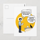 Carte Postale Examen de performance drôle de chat de bureau humo (Devant / Derrière)