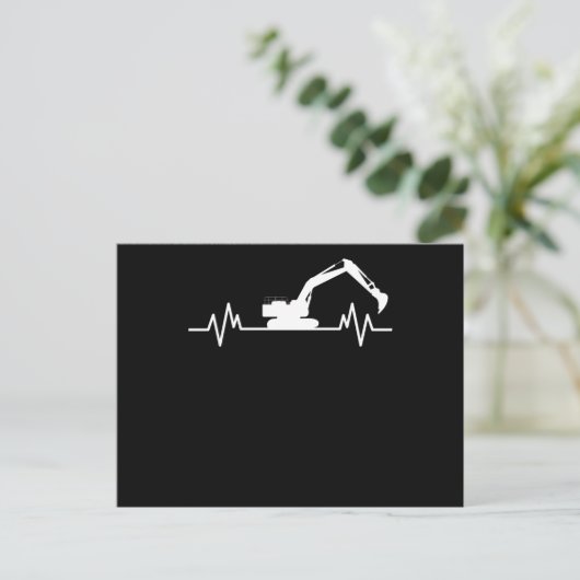 Carte Postale Excavateur Heartbeat Motif Constructeur Cadeau (Debout devant)