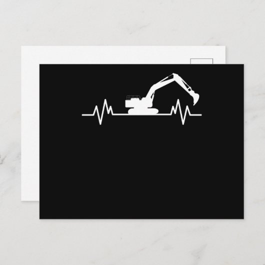 Carte Postale Excavateur Heartbeat Motif Constructeur Cadeau (Devant / Derrière)