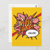 Carte Postale EXCELLENT TRAVAIL Bande dessinée rétro Fun Pop Art (Devant / Derrière)