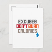 Carte Postale Excuses Ne pas brûler les calories Motivationnel (Devant / Derrière)