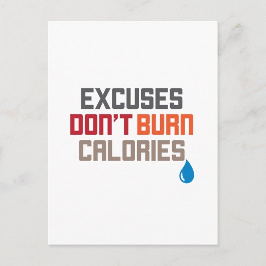 Carte Postale Excuses Ne pas brûler les calories Motivationnel (Devant)