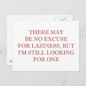 Carte Postale Excusez-moi de paresse (Devant / Derrière)