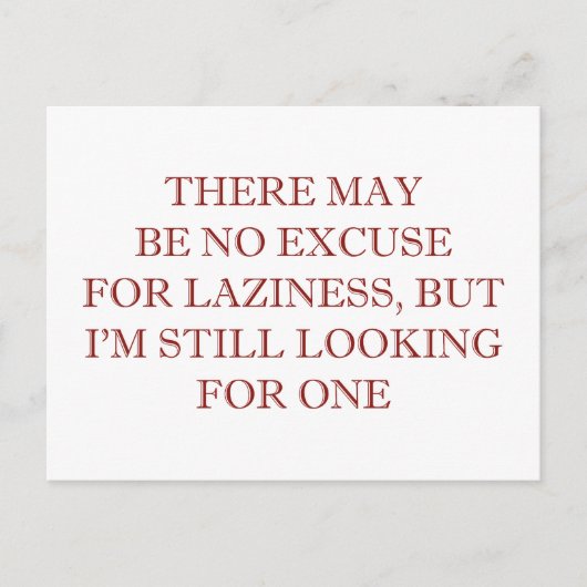 Carte Postale Excusez-moi de paresse (Devant)