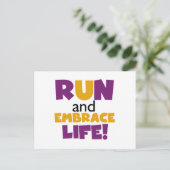 Carte Postale Exécuter Embrasser la vie violet jaune (Debout devant)