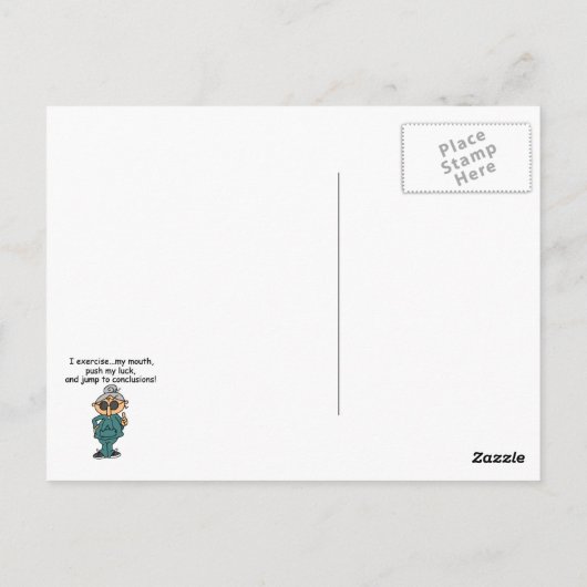 Carte Postale Exercice, Push, Jump Humour (Dos)