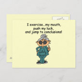 Carte Postale Exercice, Push, Jump Humour (Devant / Derrière)
