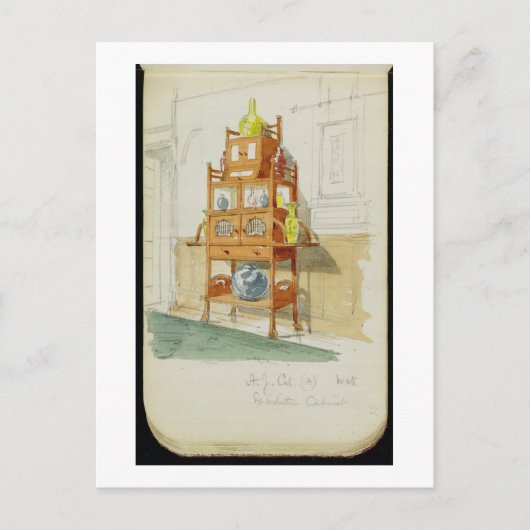 Carte Postale Exhibition Cabinet, c.1860s-70s (w/c & pencil on p (Devant)
