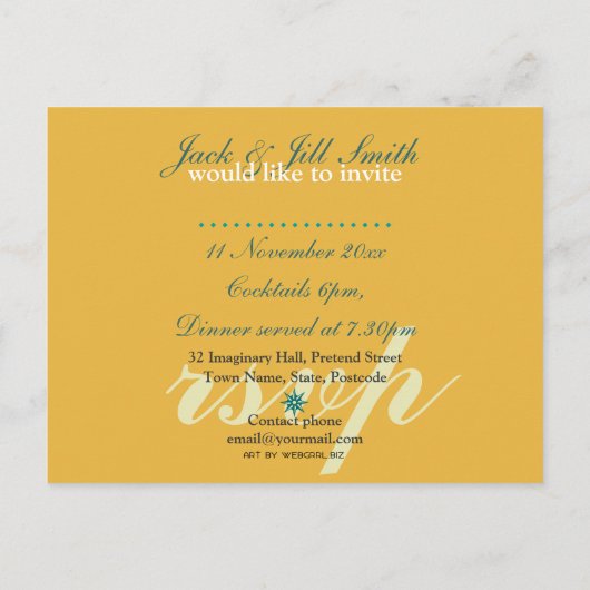 Carte postale Exotic Gold & Turquoise Party Invita (Dos)