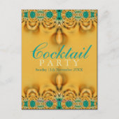 Carte postale Exotic Gold & Turquoise Party Invita (Devant)