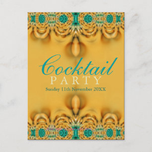 Carte postale Exotic Gold & Turquoise Party Invita