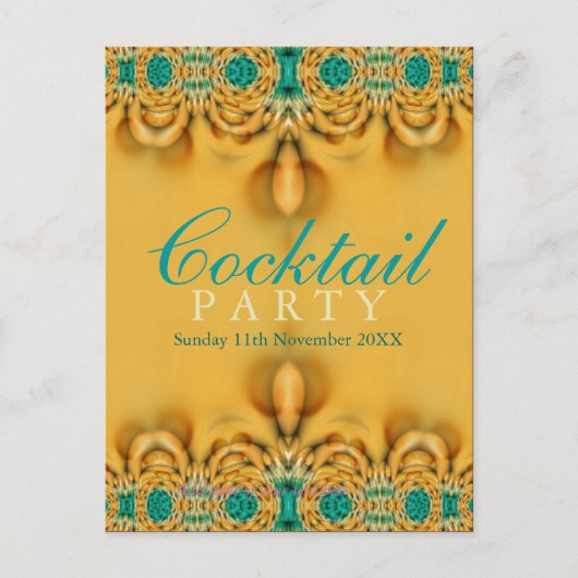 Carte postale Exotic Gold & Turquoise Party Invita (Devant)