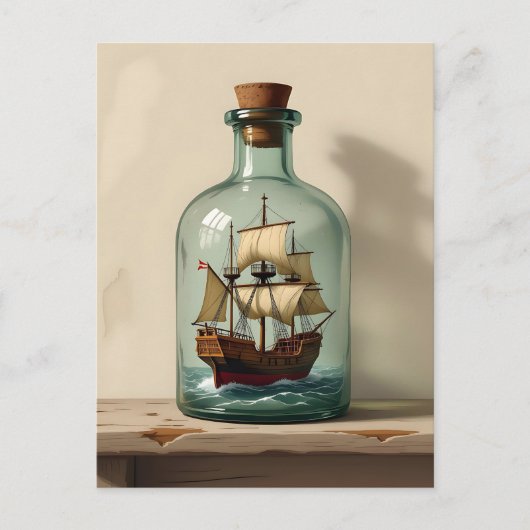 Carte Postale Expédier dans une bouteille | Rester en contact (Devant)