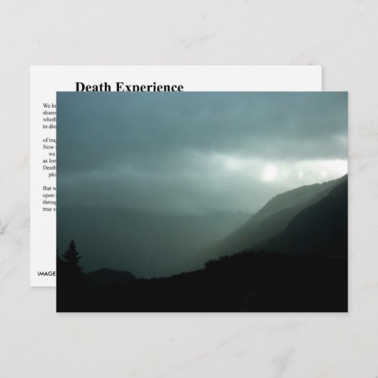 CARTE POSTALE EXPÉRIENCE DE LA MORT (Devant / Derrière)