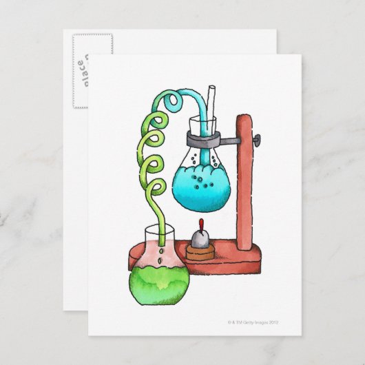 Carte Postale Expérience en chimie (Devant / Derrière)