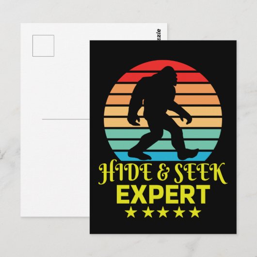 Carte Postale Expert de cache-cache Bigfoot drôle (Devant / Derrière)