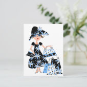 Carte Postale Expert Shopper en bleu (Debout devant)