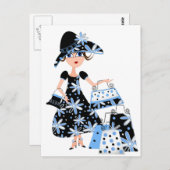 Carte Postale Expert Shopper en bleu (Devant / Derrière)