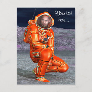 Carte Postale Explorateur de Mars Astronaute Planète Alien Art S