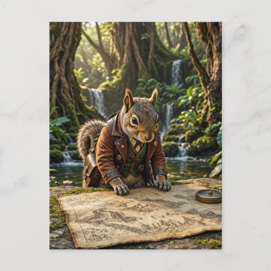 Carte Postale Explorateur Écureuil Mignon (Devant)