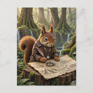 Carte Postale Explorateur Écureuil Mignon