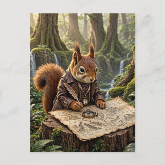 Carte Postale Explorateur Écureuil Mignon (Devant)