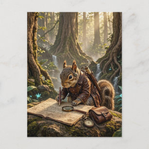 Carte Postale Explorateur Écureuil Mignon