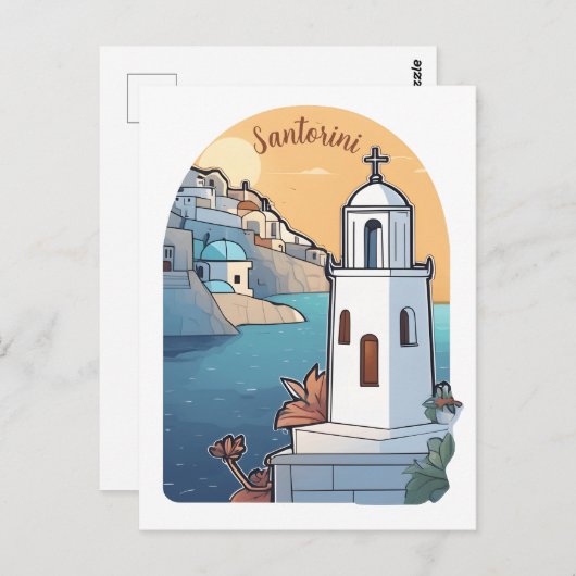 Carte Postale Exploration de Santorin, Grèce (Devant / Derrière)