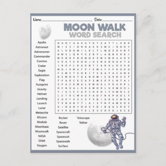 Carte Postale Exploration Spatiale Moon Walk (Devant)