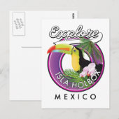 Carte Postale explorer la plage d'Isla Holbox au Mexique patch d (Devant / Derrière)